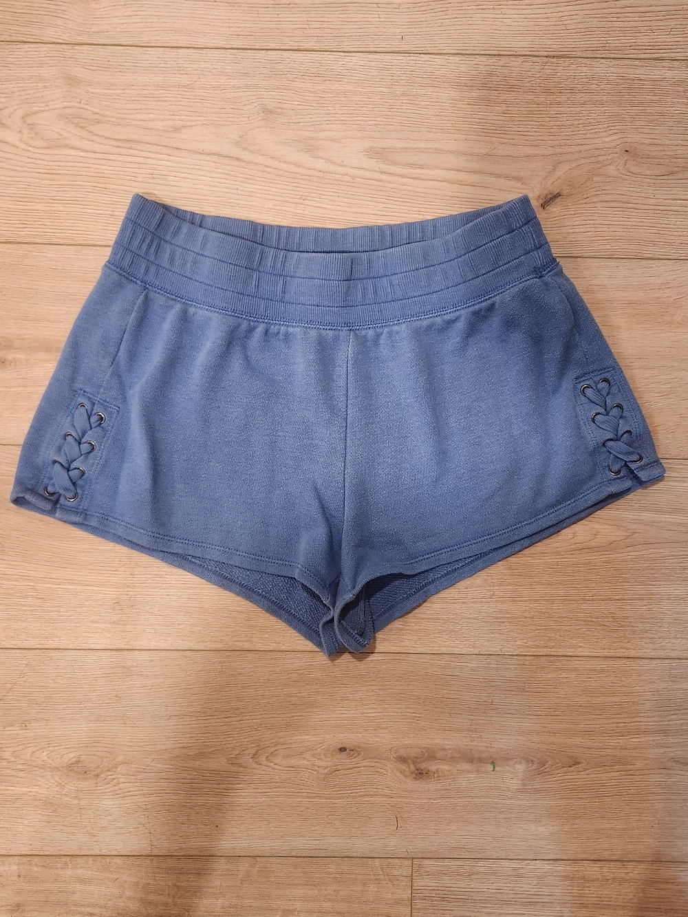 aerie Dusty Blue Shorts with Lace-Up Sides